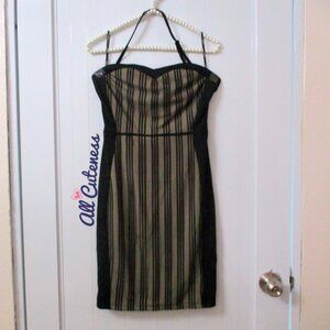 Nikibiki Black Striped Strapless Dress Size M